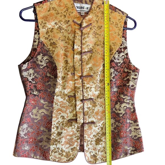 Beautiful (YERE H) Asian Style Dragon Floral Gold and Orange Corset Vest - Picture 12 of 16